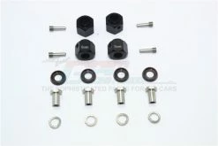 GPM Racing TRX4010-9MM-BK | GPM Black Aluminium TRX-4 12mm Hexes (9mm Thick) 4Pcs W/ Hardware