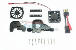GPM Racing TRX4038GCAB-BK | GPM Black Aluminium Motor Mount & Upper Spur Gear Case Cover W/ Cooling Fan