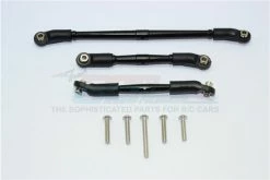 GPM Racing TRX4161-BK-BEBK | GPM Black Aluminium TRX-4 Front Suspension Link & Steering Turnbuckles 3Pcs