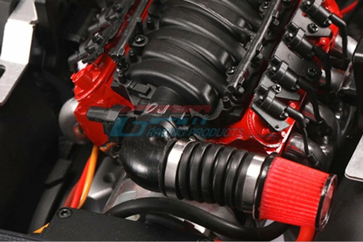 GPM Racing TRX4ZSP56B-BK | GPM 1/10 Scale V8 6.2L LS3 Engine Air Intake W/ Pod Filter & Pipping - Image 4
