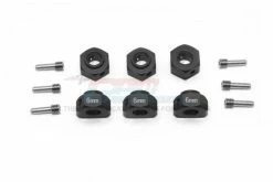 GPM Racing TRX6010-6MM-BK | GPM Black Aluminium TRX-6 12mm Hexes (6mm Thick) 6Pcs W/ Hardware