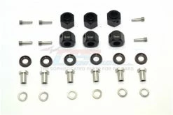 GPM Racing TRX6010-9MM-BK | GPM Black Aluminium TRX-6 12mm Hexes (9mm Thick) 6Pcs W/ Hardware
