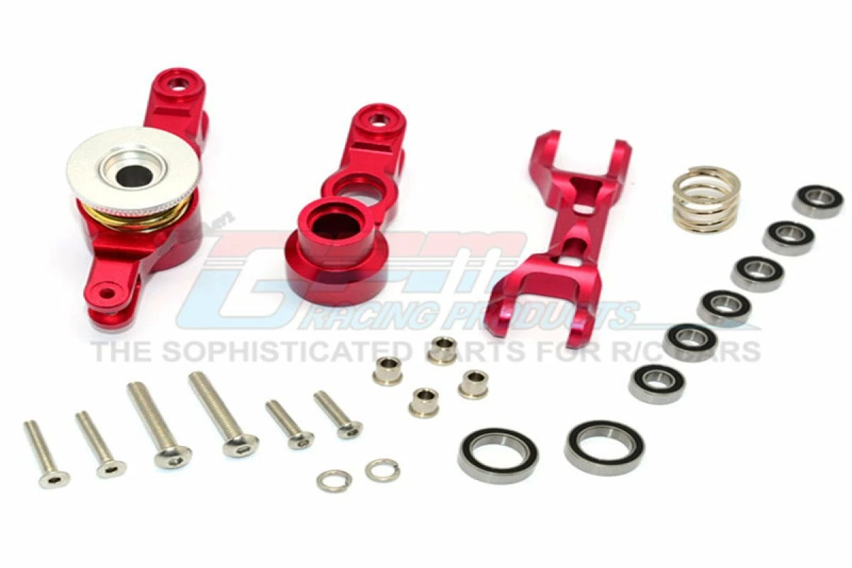 GPM Racing TXM048N-R | GPM Red Aluminium Steering Assembly Set W/ Servo Saver