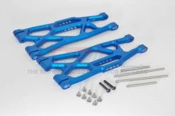 GPM Racing TXM055F-R-B | GPM Blue Aluminium X-Maxx Front Or Rear Lower Suspension Arm Pair W/ Pins