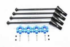 GPM Racing TXM170N-2-B | GPM Black Hardened Steel Universal CVD Drive Shafts 4Pcs W/ Blue Aluminium Hexes Set