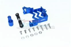 GPM Racing TXMS024-B | GPM Blue Aluminium Maxx 4S Standard Size Servo Mount W/ Servo Horn & Stainless Steel Steering Link