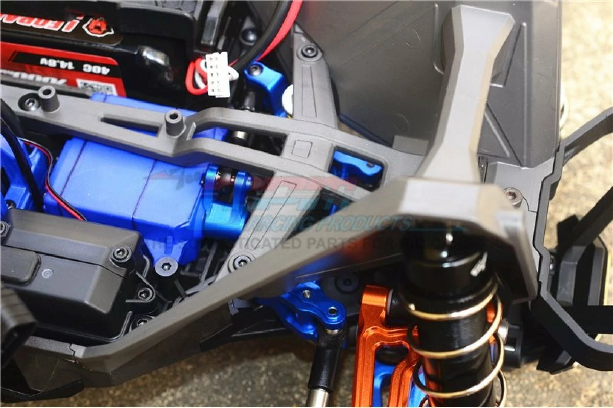 GPM Racing TXMS048-B | GPM Blue Aluminium Maxx 4S Steering Bellcrank Set W/ Servo Saver - Image 4