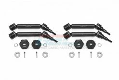GPM Racing TXMS123AHEX2-BK | GPM Black Aluminium & Harden Steel Maxx 4S Front And Rear Universal Drive Shafts Set 4Pcs W/ 17mm Clawed +2mm Off-Set Wheel Hexes & Hardware