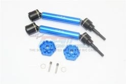 GPM Racing TXMS123HEX-B | GPM Blue Hardened Steel & Aluminium Adjustable Universal CVD Drive Shafts & Hexes W/ Hardened Steel Joints Set