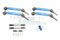 GPM Racing TXMS1625123-B | GPM Blue Harden Steel Maxx 4S Complete Set Of Front & Rear Universal Drive Shafts 4Pcs W/ Linkages & Aluminium Servo Horn