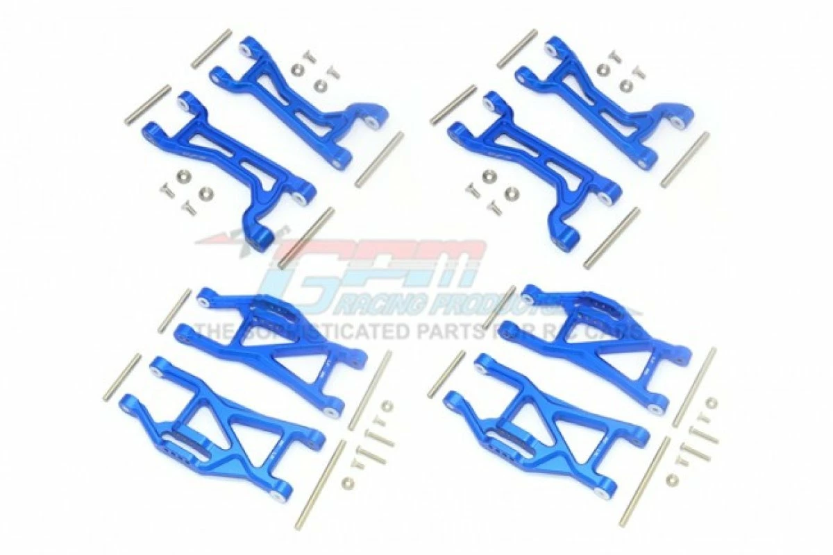 GPM Racing TXMS5455-B | GPM Blue Aluminium Maxx 4S Compete Suspension Arm Set W/ Hardware