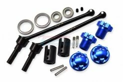 GPM Racing TXMW110F-RS-B | GPM 110mm Hardened Steel Front/Rear CVD Shaft 2Pcs W/ Blue Aluminium Wheel Lock & Hex Claw Set