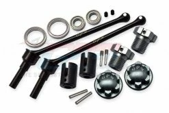 GPM Racing TXMW110F-RS-GS | GPM 110mm Hardened Steel Front/Rear CVD Shaft 2Pcs W/ Grey Aluminium Wheel Lock & Hex Claw Set