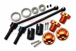 GPM Racing TXMW110F-RS-OR | GPM 110mm Hardened Steel Front/Rear CVD Shaft 2Pcs W/ Orange Aluminium Wheel Lock & Hex Claw Set
