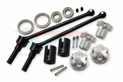 GPM Racing TXMW110F-RS-S | GPM 110mm Hardened Steel Front/Rear CVD Shaft 2Pcs W/ Silver Aluminium Wheel Lock & Hex Claw Set