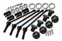 GPM Racing TXMW110FRS-BK | GPM Traxxas Maxx 110mm Hard Steel Front & Rear CVD Shaft W/ Black Aluminium Wheel Lock & Hex Claw Set