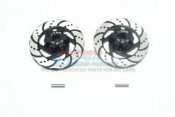 GPM Racing UDR010DX-3MM-BK | GPM Black Aluminium +3mm Hex Adapter W/ Brake Disk & Silver Lining 2Pcs