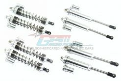 GPM Racing UDR35960FR-L-S-BEBK | GPM Silver Aluminium UDR Front & Rear Adjustable Piggyback Shocks 8Pcs