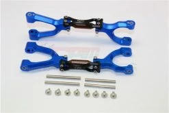 GPM Racing TXM054SN-B-BK | GPM Blue Aluminium X-Maxx Front Or Rear Upper Suspension Arm Pair W/ Suspension Pin